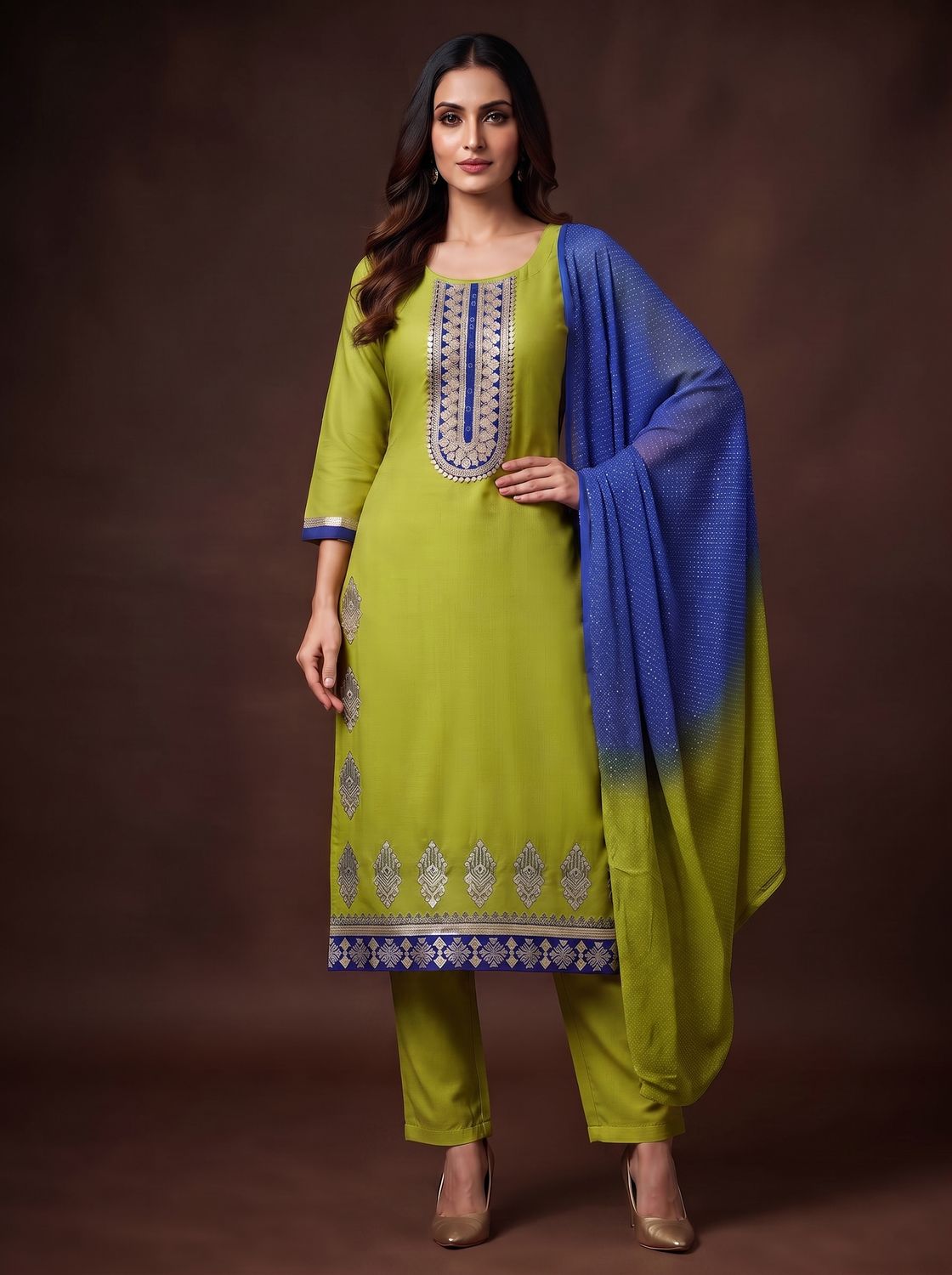 JEEL Punjabi Suit - Lime Green