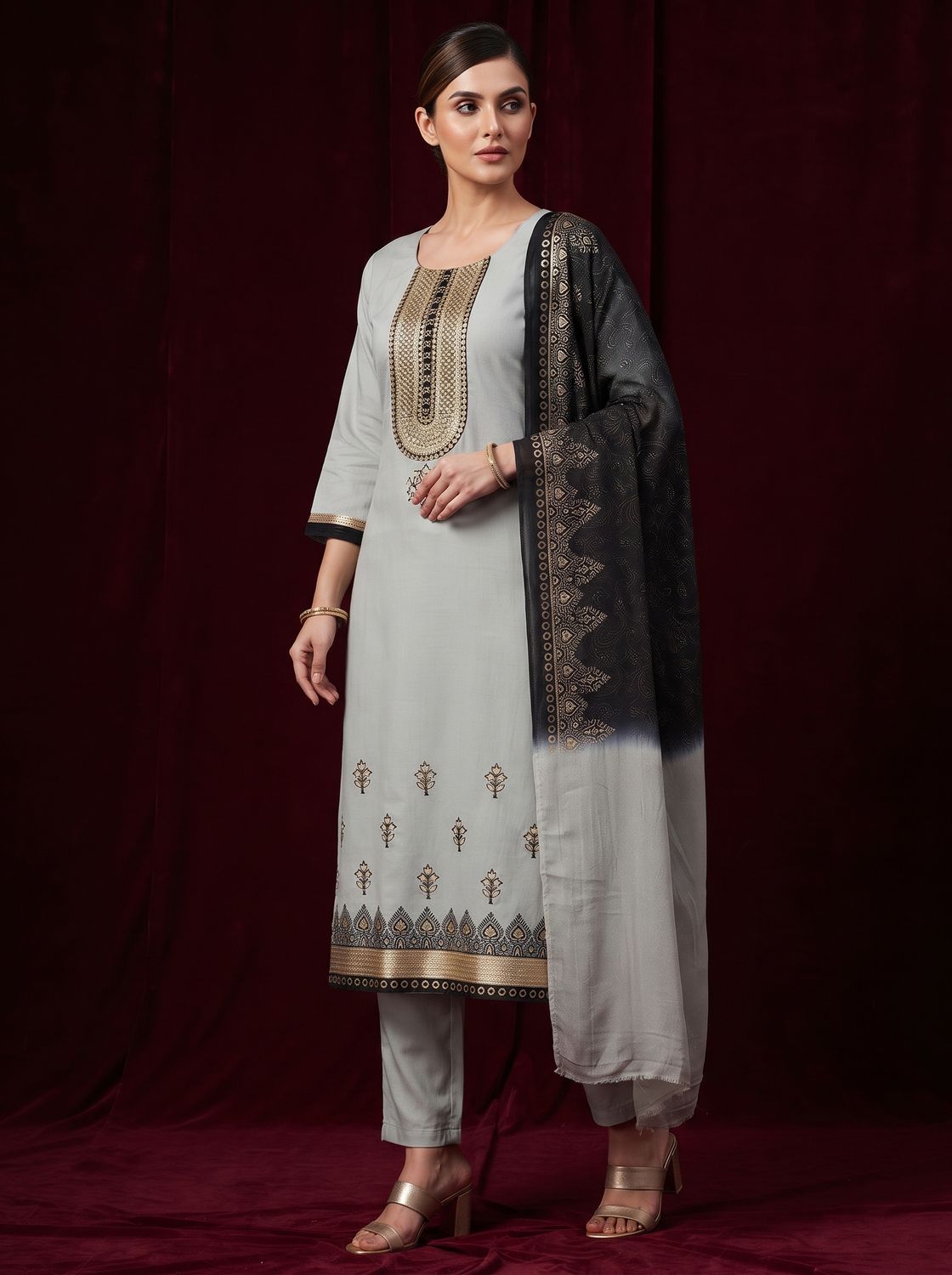 JEEL Punjabi Suit - Light Grey
