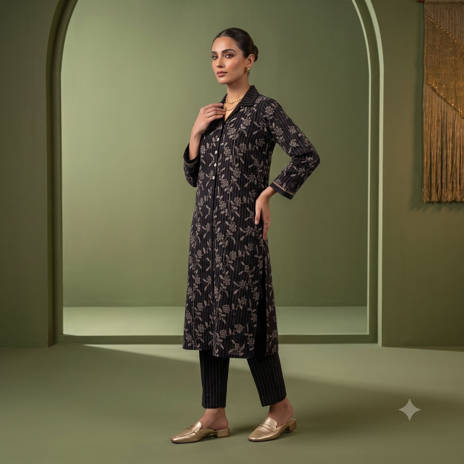 JEEL Kurti &amp; Palazzo  Set - Black