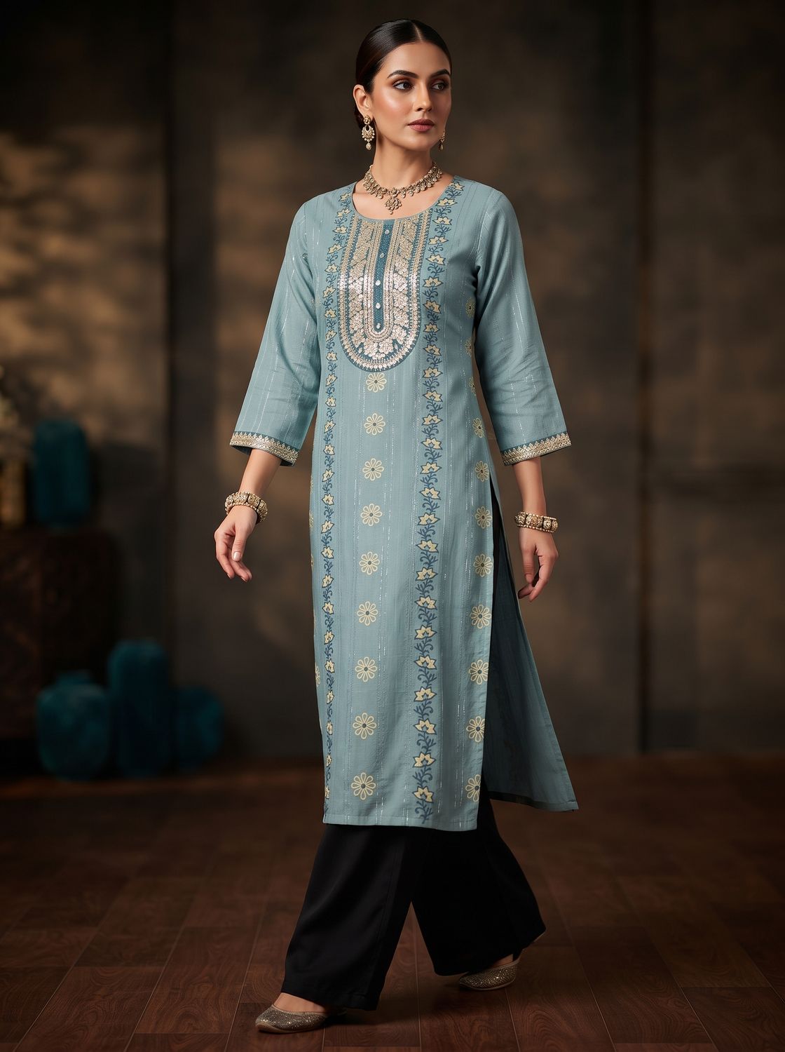 JEEL Classic Kurti - Sky Blue