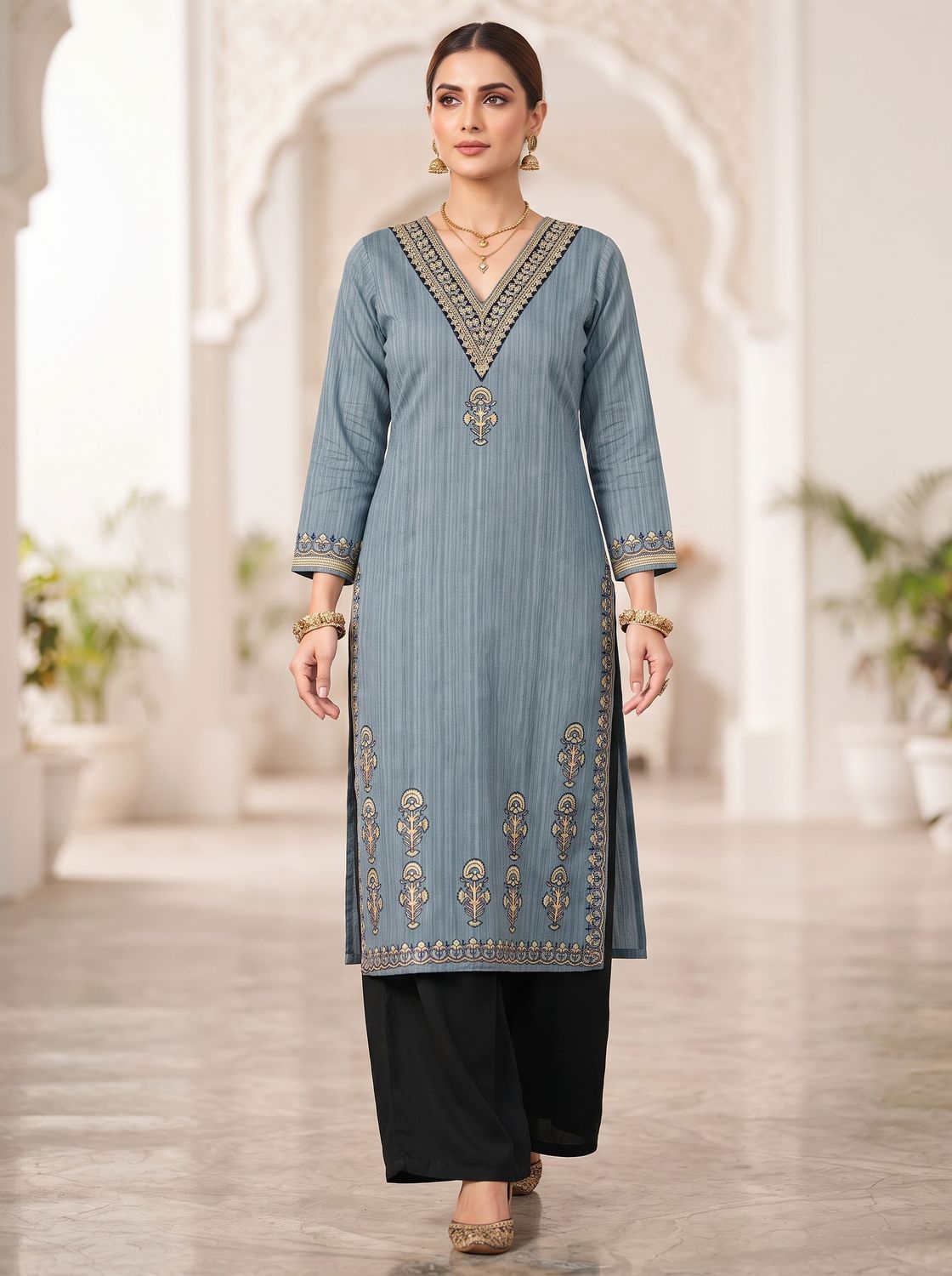 JEEL Classic Kurti - Blue Steel