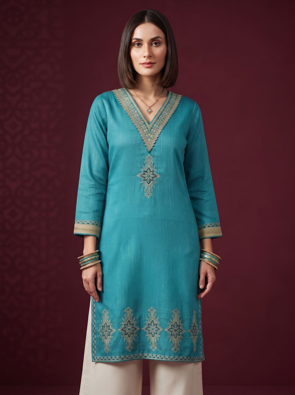 JEEL Classic Kurti - Rama Blue
