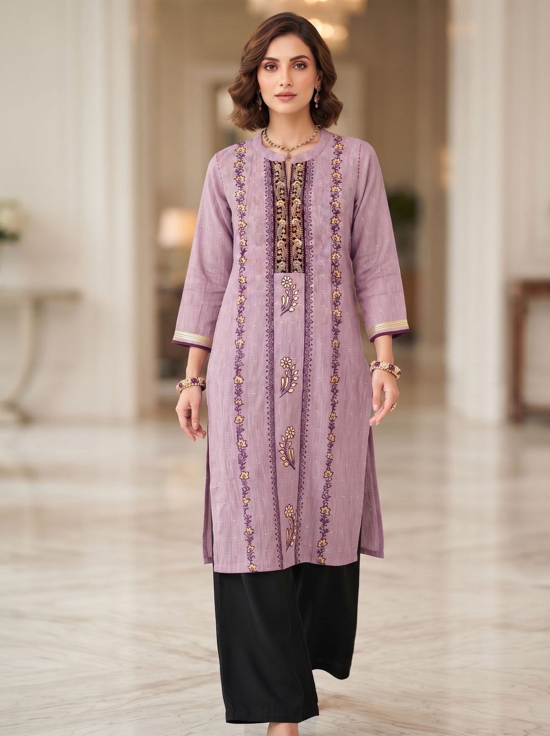 JEEL Classic Kurti - Lilac Elegance (Collar)