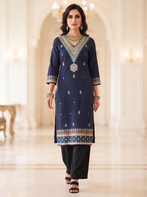 JEEL Classic Kurti - Navy Blue