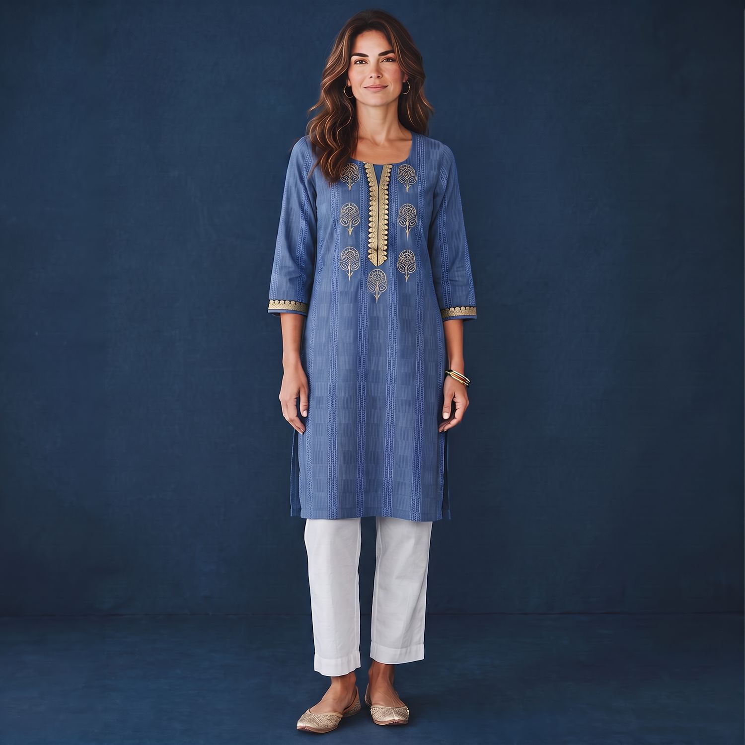 JEEL Casual Kurti - Denim Blue