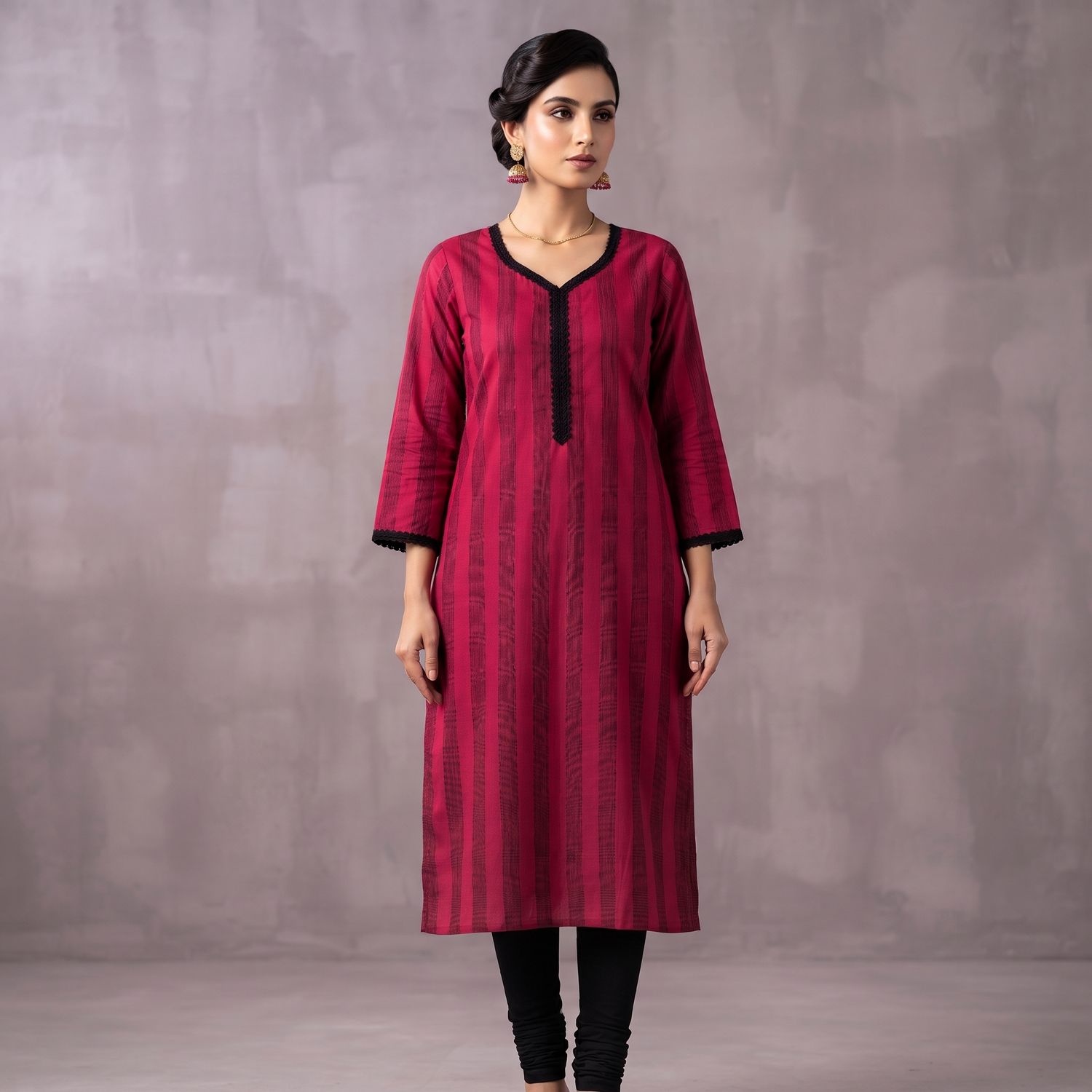 JEEL Casual Kurti - Dark Magenta (Office Wear)