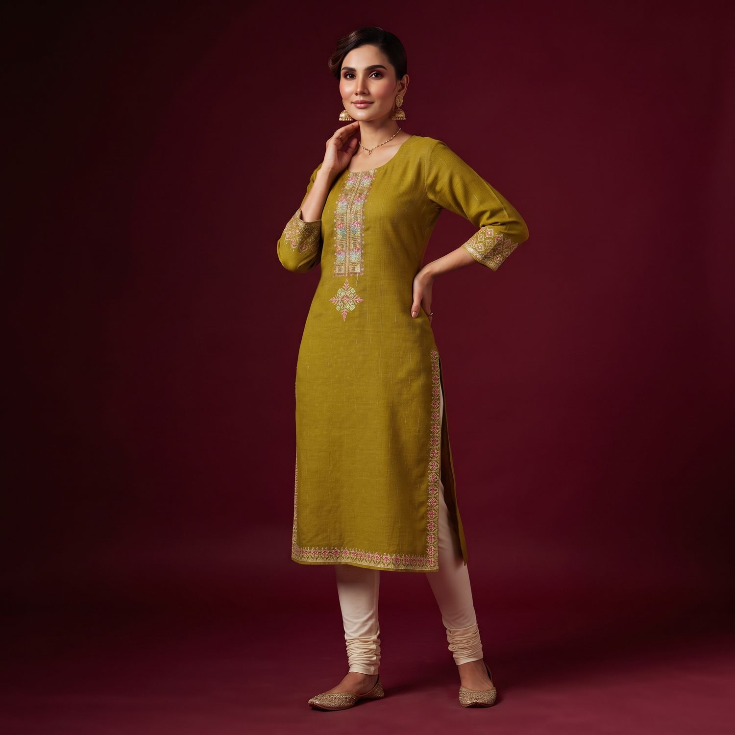JEEL Casual Kurti - Olive Green
