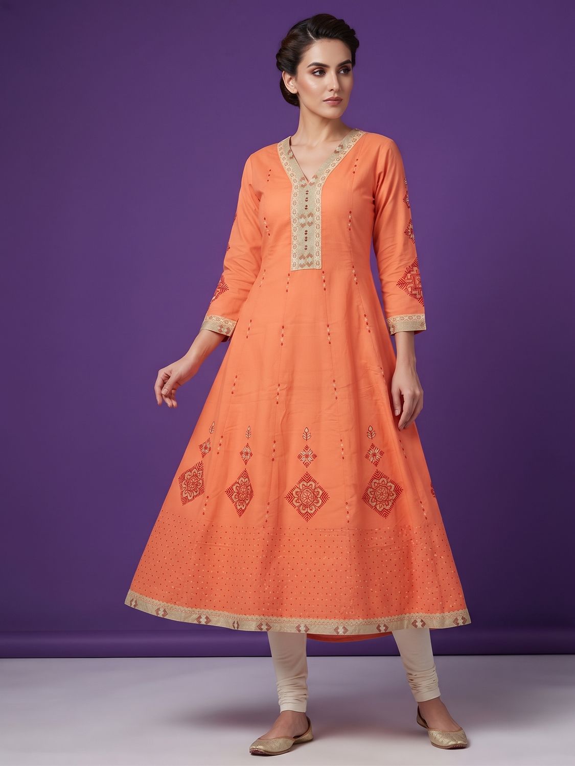 JEEL Anarkali - Orange