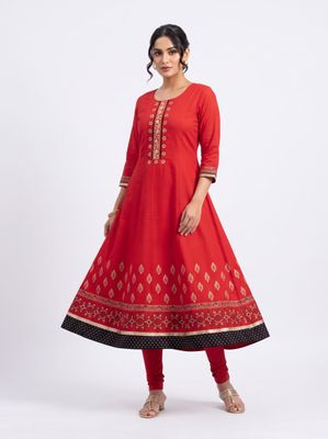 JEEL Anarkali - Crimson Red JEEL Anarkali - Crimson Red