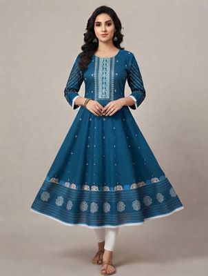 JEEL Anarkali - Ocean Blue