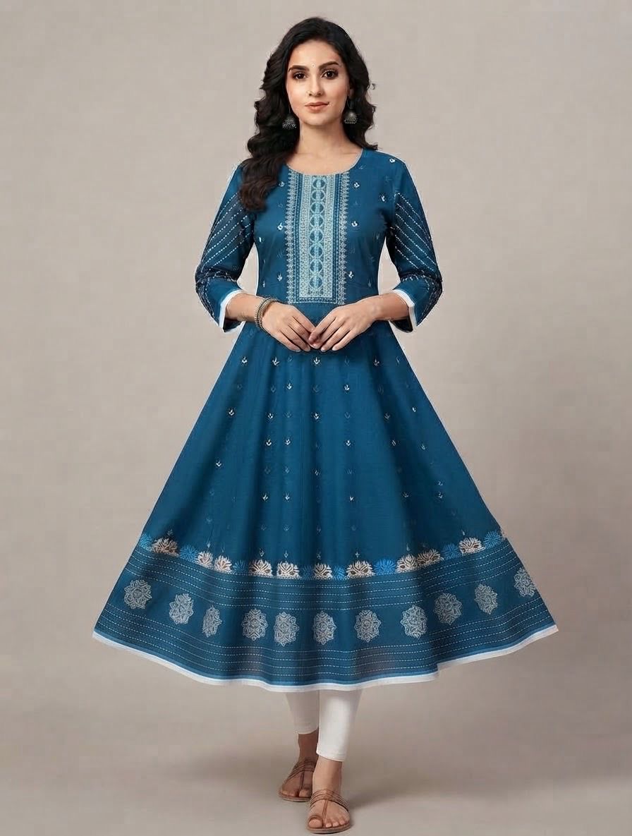 JEEL Anarkali - Ocean Blue