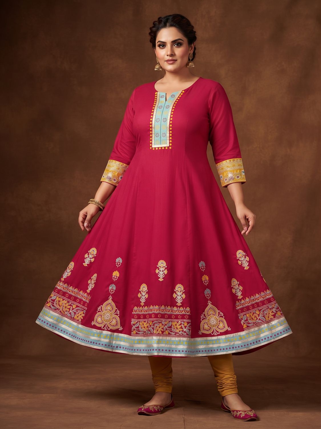 JEEL Anarkali - Hot Pink