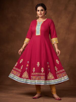 JEEL Anarkali - Hot Pink