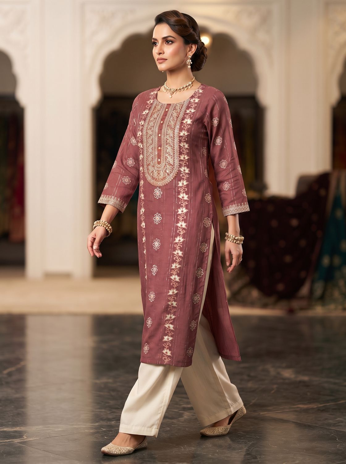 JEEL Classic Kurti - Burgundy