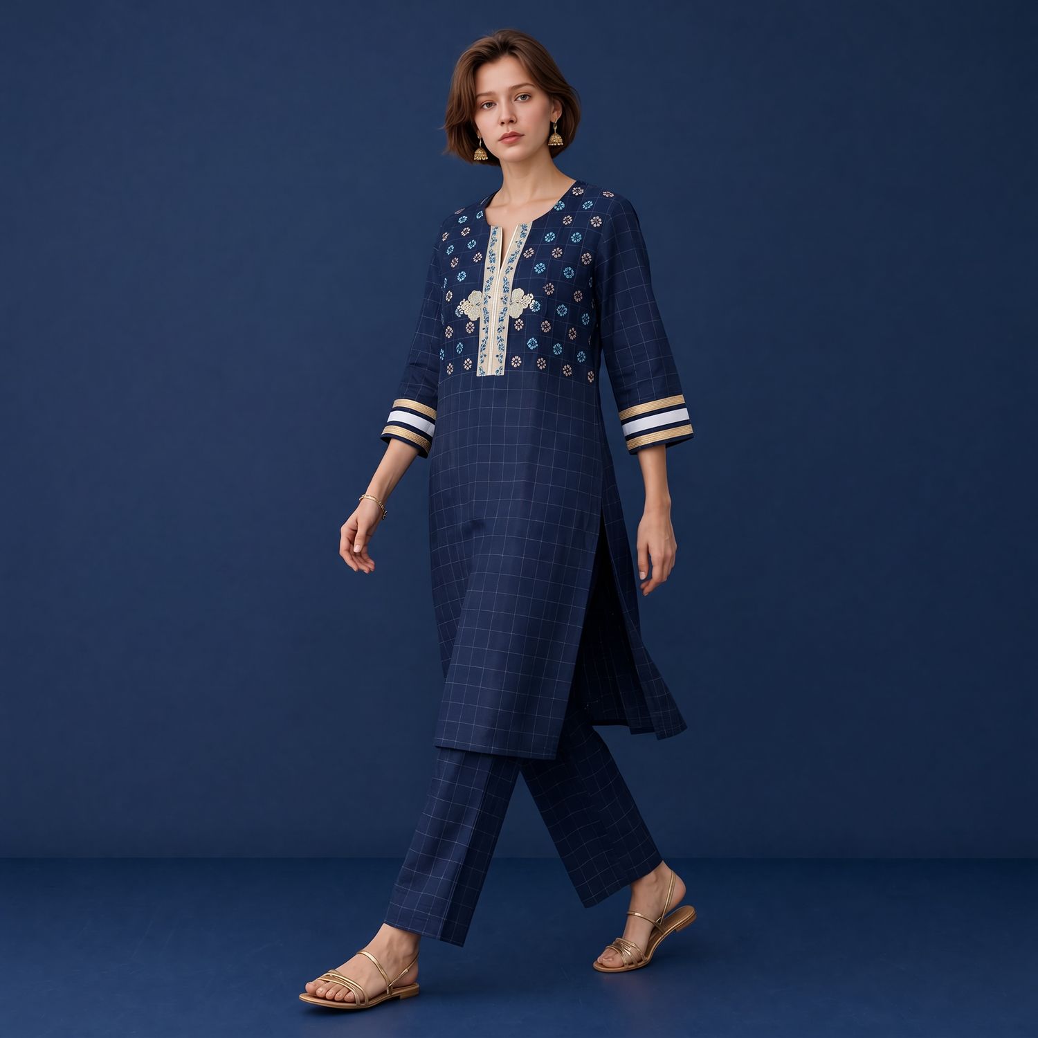 JEEL Kurti & Pant Set - Navy Blue JEEL Kurti & Pant Set - Navy Blue