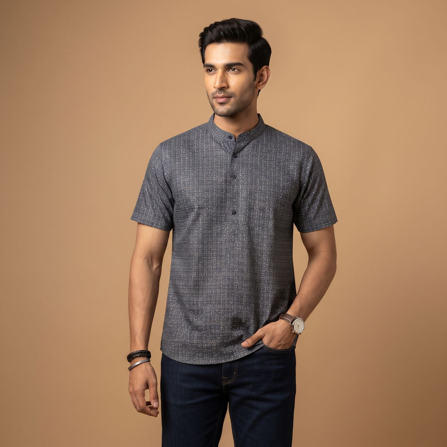 JEEL Gents Kurta - Printed Grey