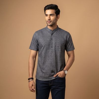 JEEL Gents Kurta - Printed Grey