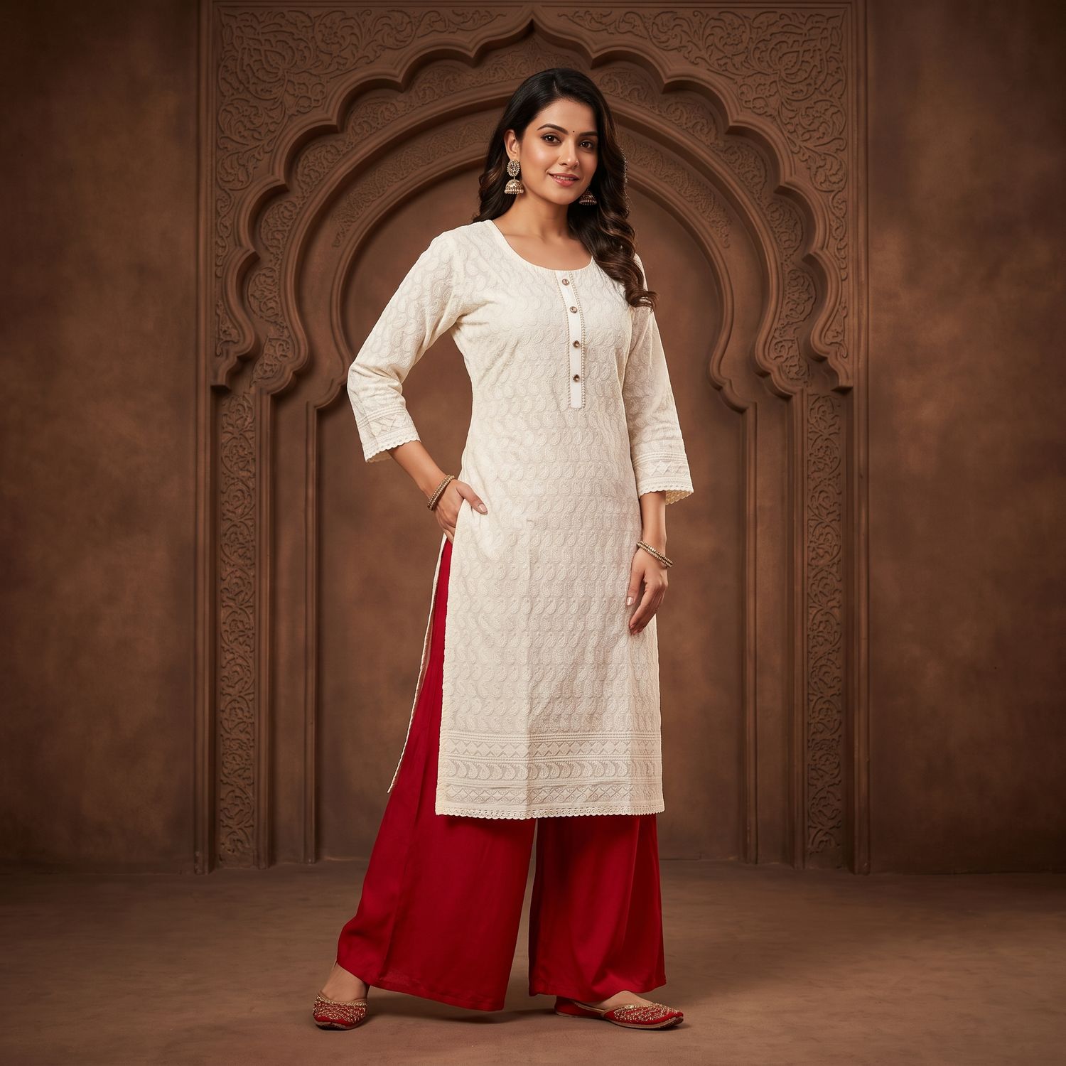 JEEL Chikan Kurti - Off White
