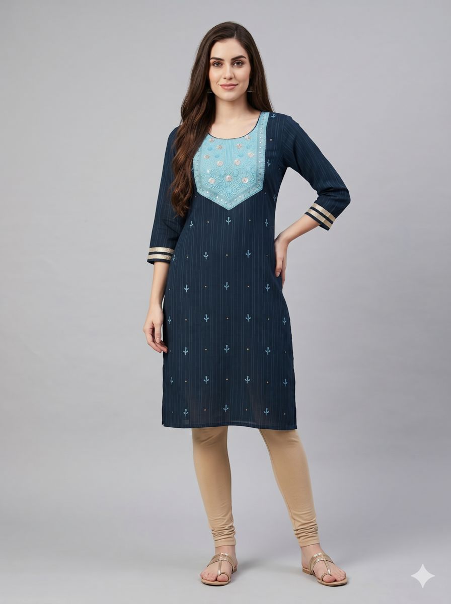 JEEL Casual Kurti - Deep Blue