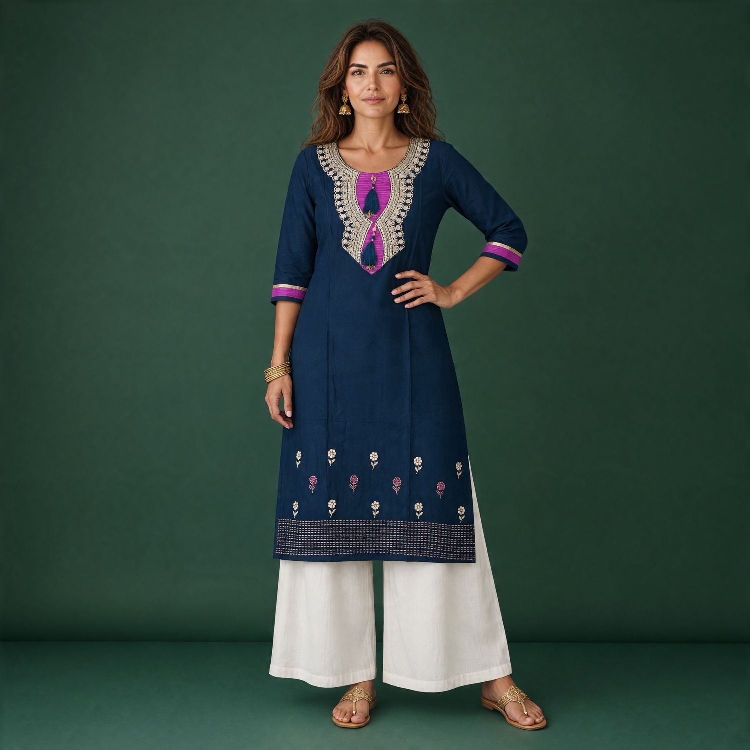 JEEL Classic Kurti - Navy Blue