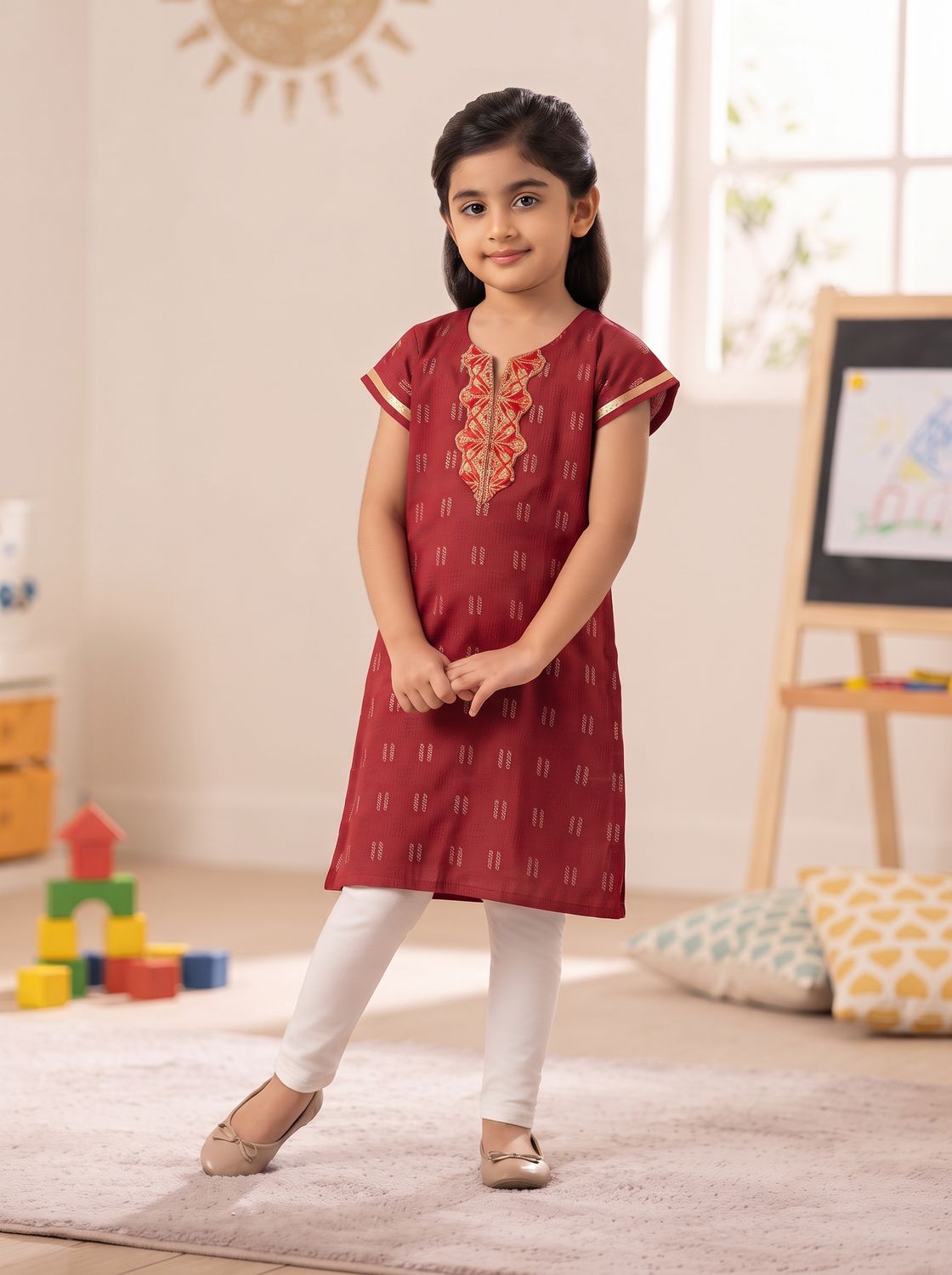 JEEL Children Kurti - Maroon