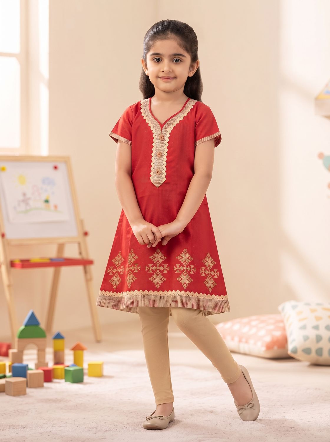 JEEL Children Kurti - Red