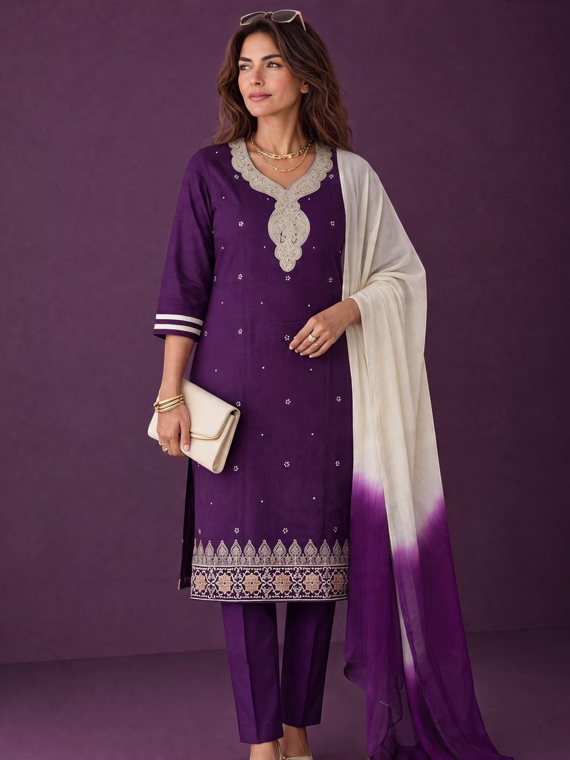 JEEL Punjabi Suit - Wine Purple