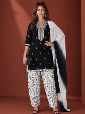 JEEL Punjabi Suit - Carbon Black (Afghani Pants)