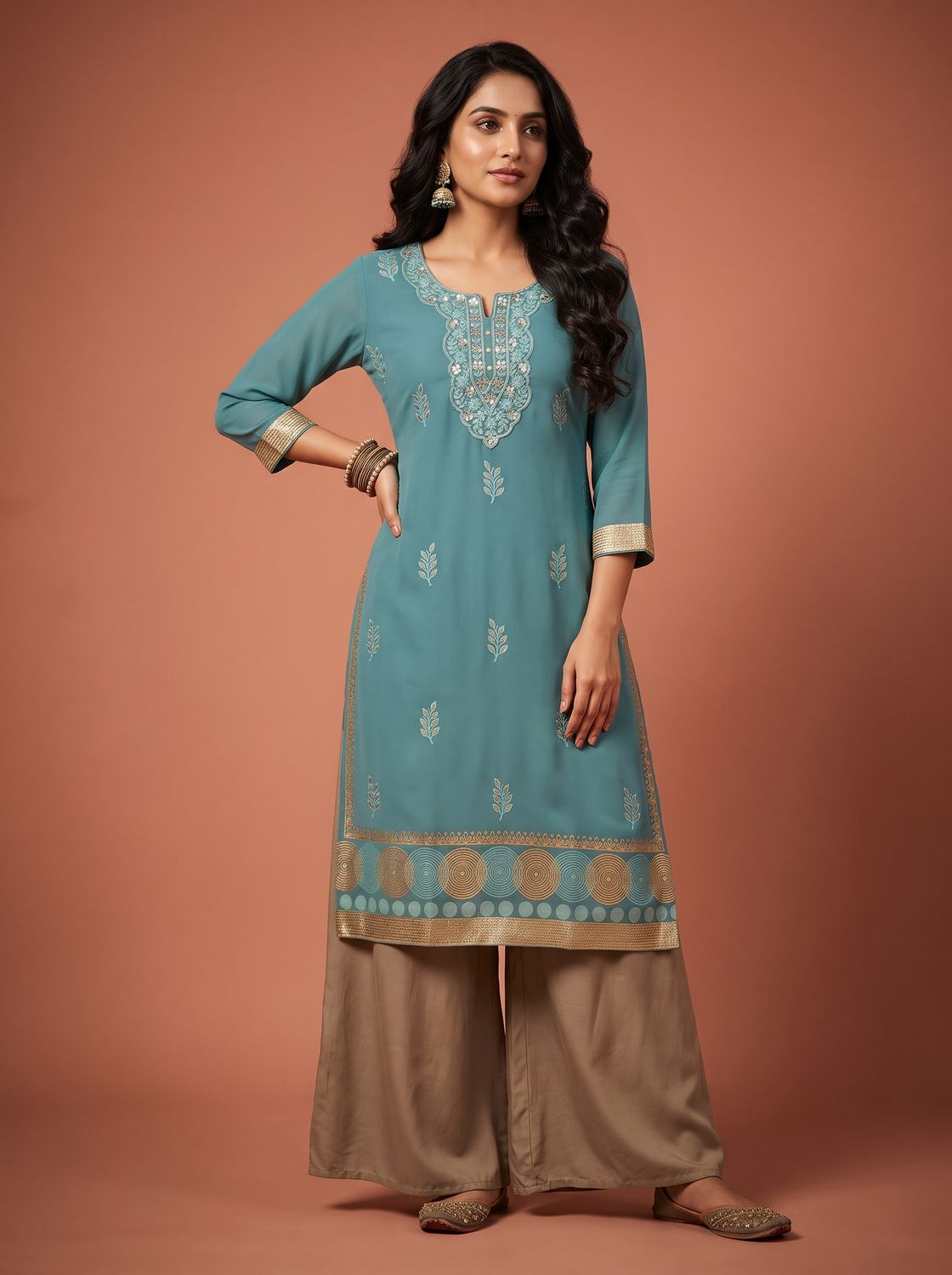 JEEL Classic Kurti - Teal Blue