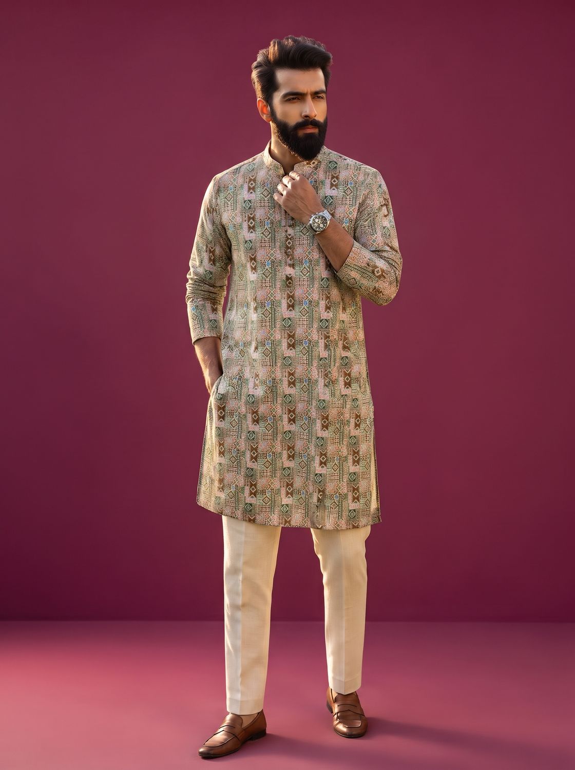 JEEL Gents Kurta - Nomad Green