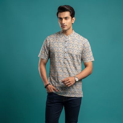 JEEL Gents Kurta - Floral Blue