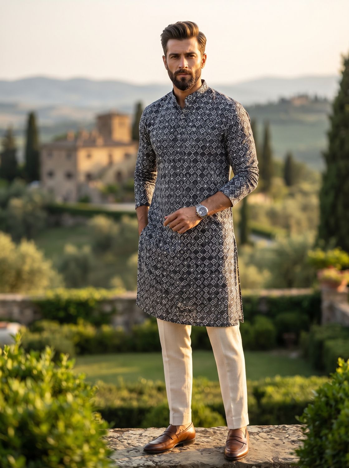 JEEL Gents Kurta - Navy Blue