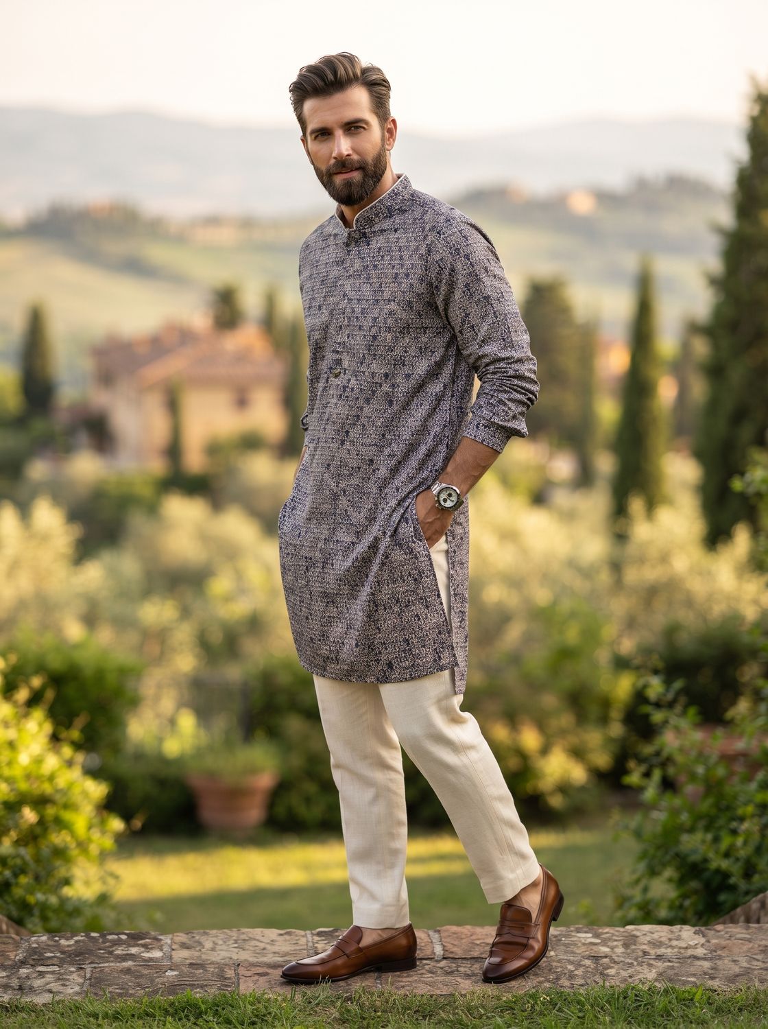 JEEL Gents Kurta - Verdant Blue