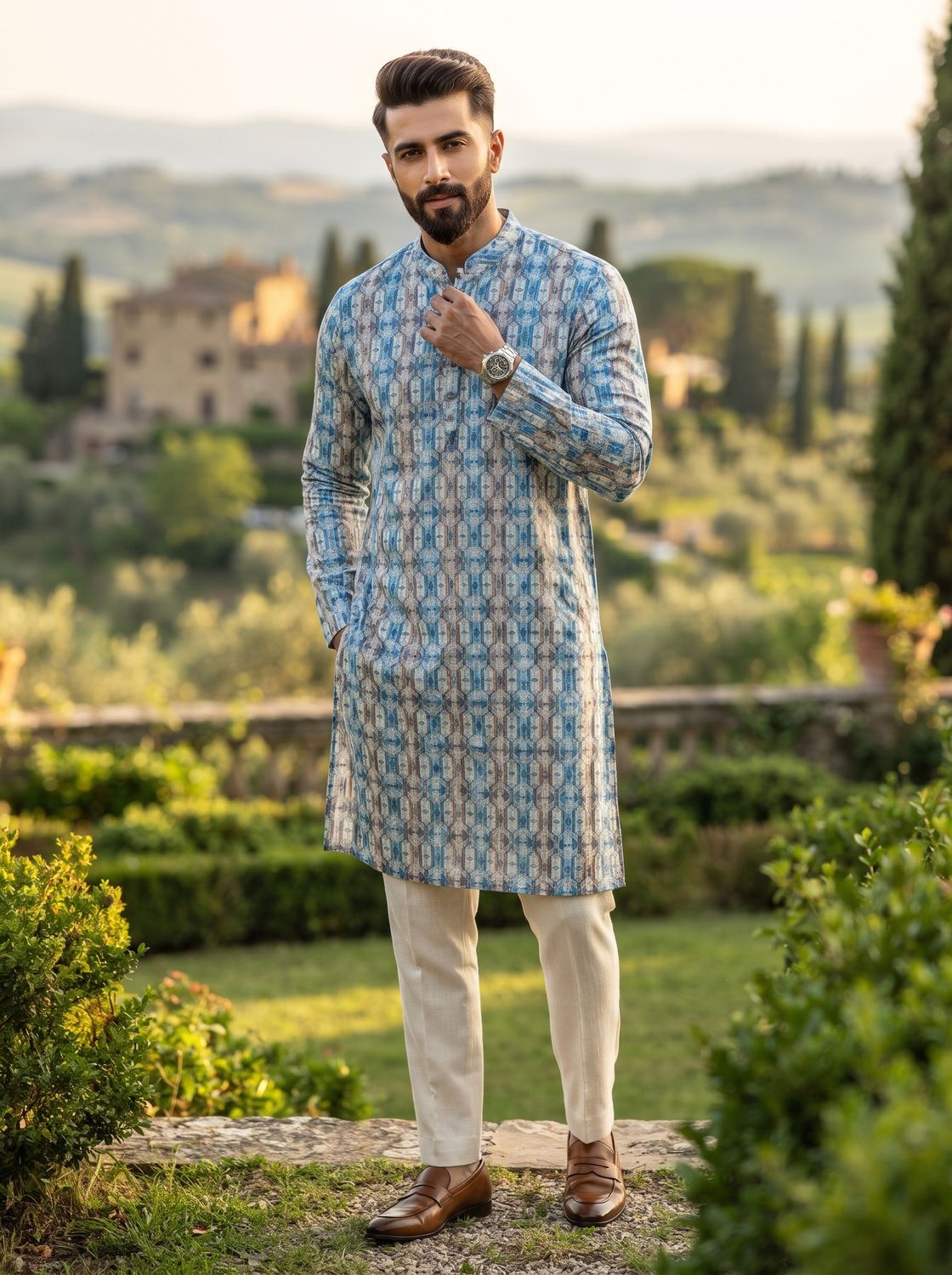 JEEL Gents Kurta - Gilded Blue