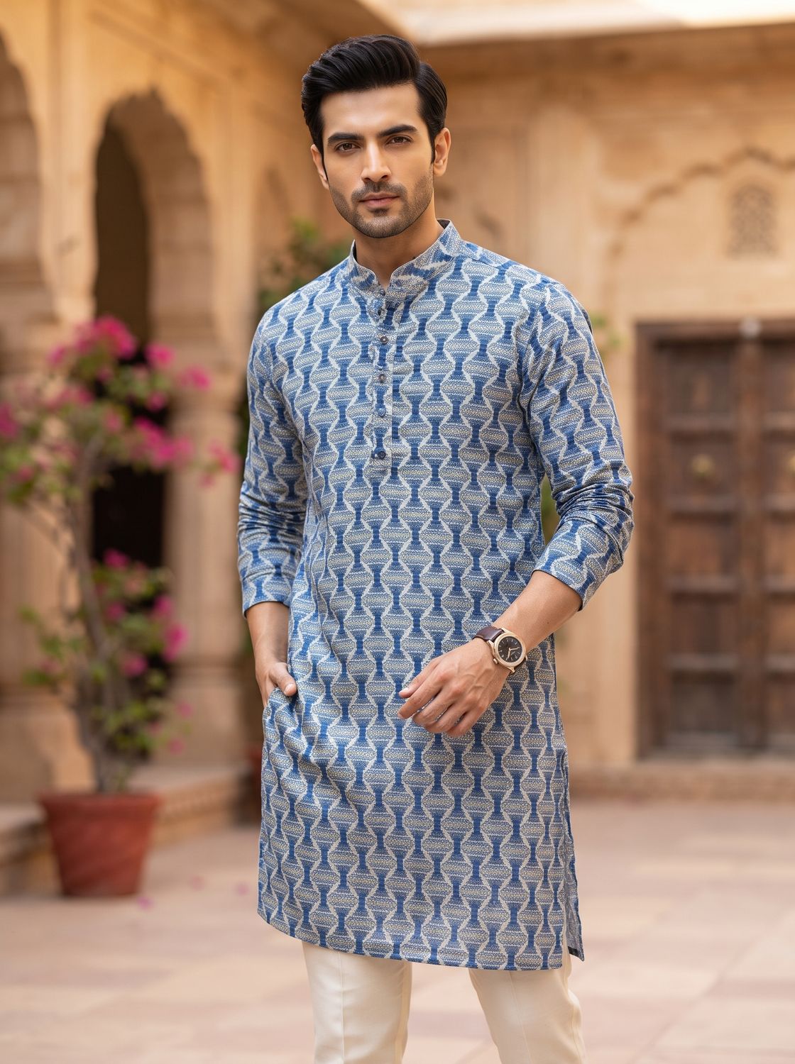 JEEL Gents Kurta - Azure Blue