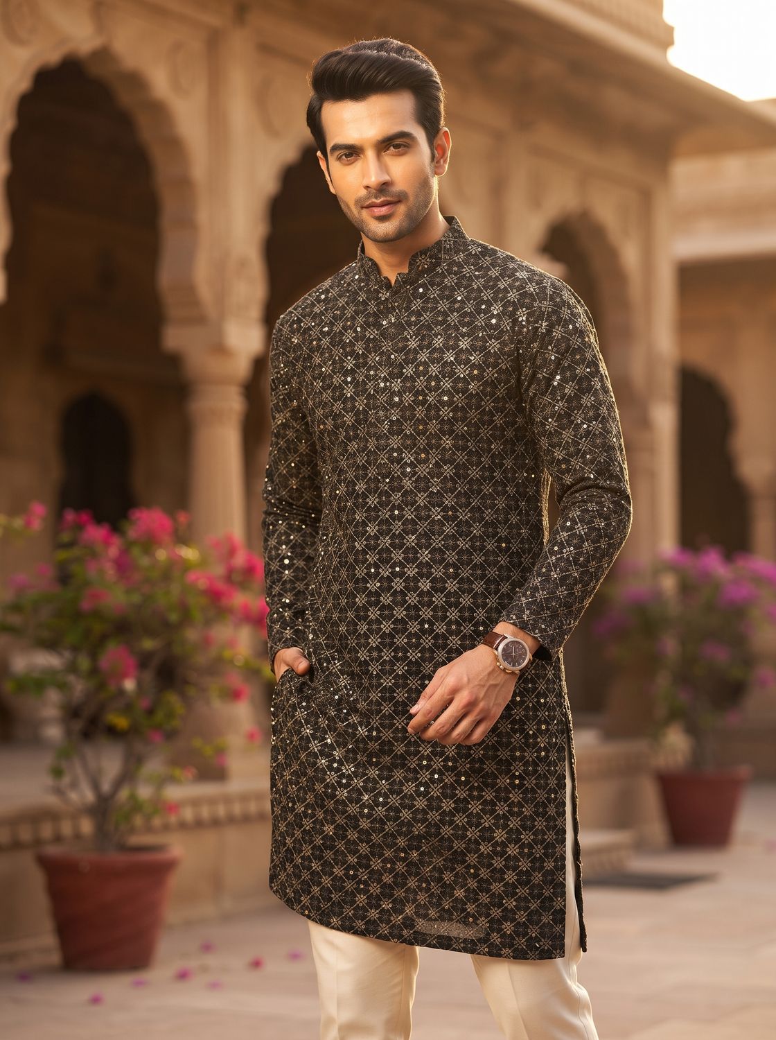 JEEL Gents Kurta - Dark Green