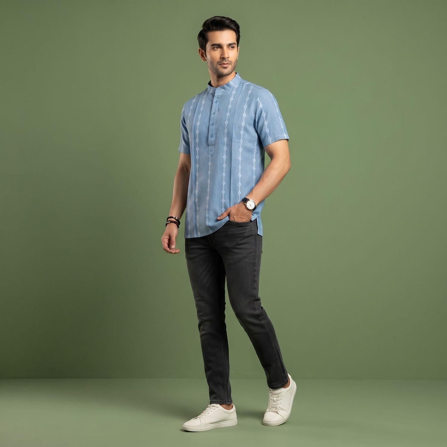 JEEL Gents Kurta - Denim Blue