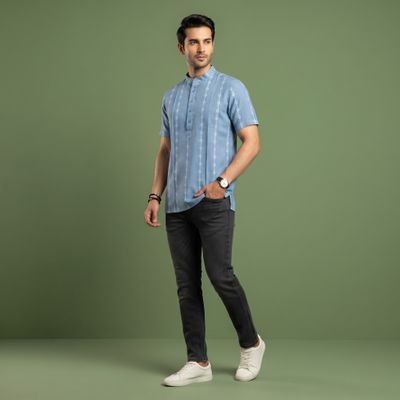 JEEL Gents Kurta - Denim Blue