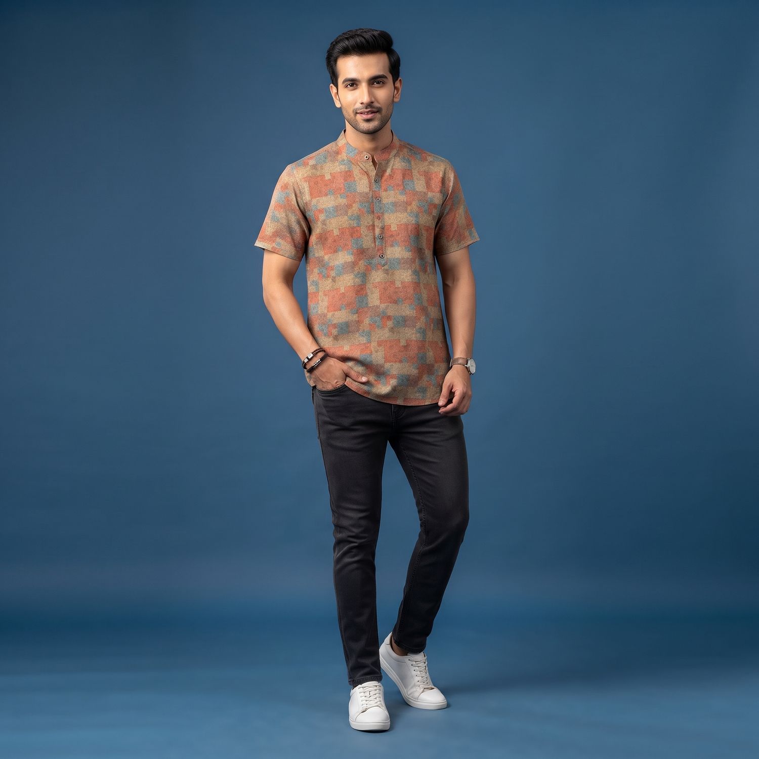 JEEL Gents Kurta - Brown Brocade