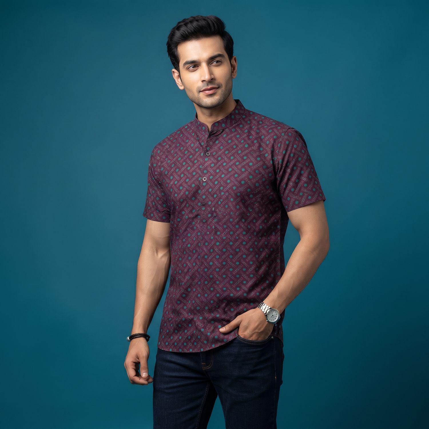 JEEL Gents Kurta - Printed Purple