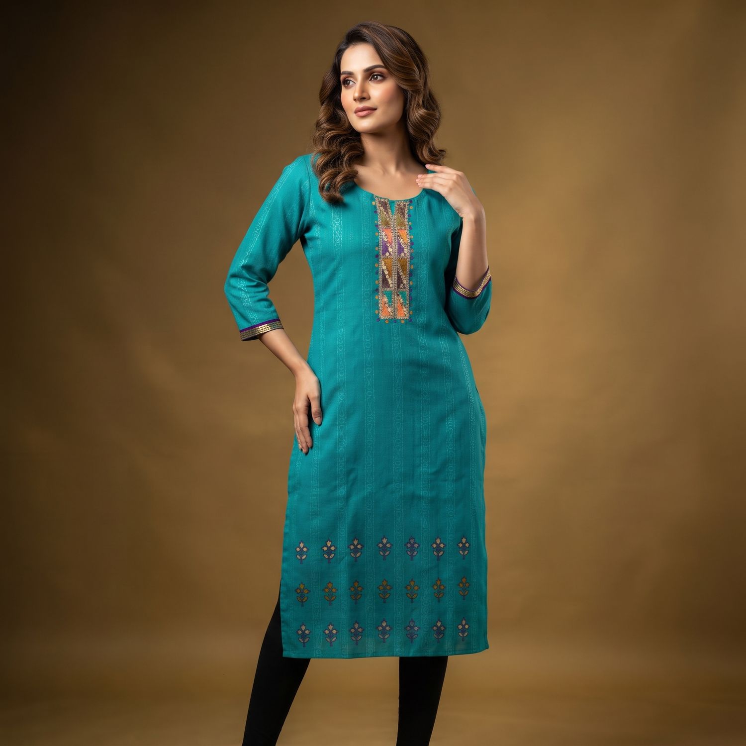 JEEL Casual Kurti - Cyan Blue