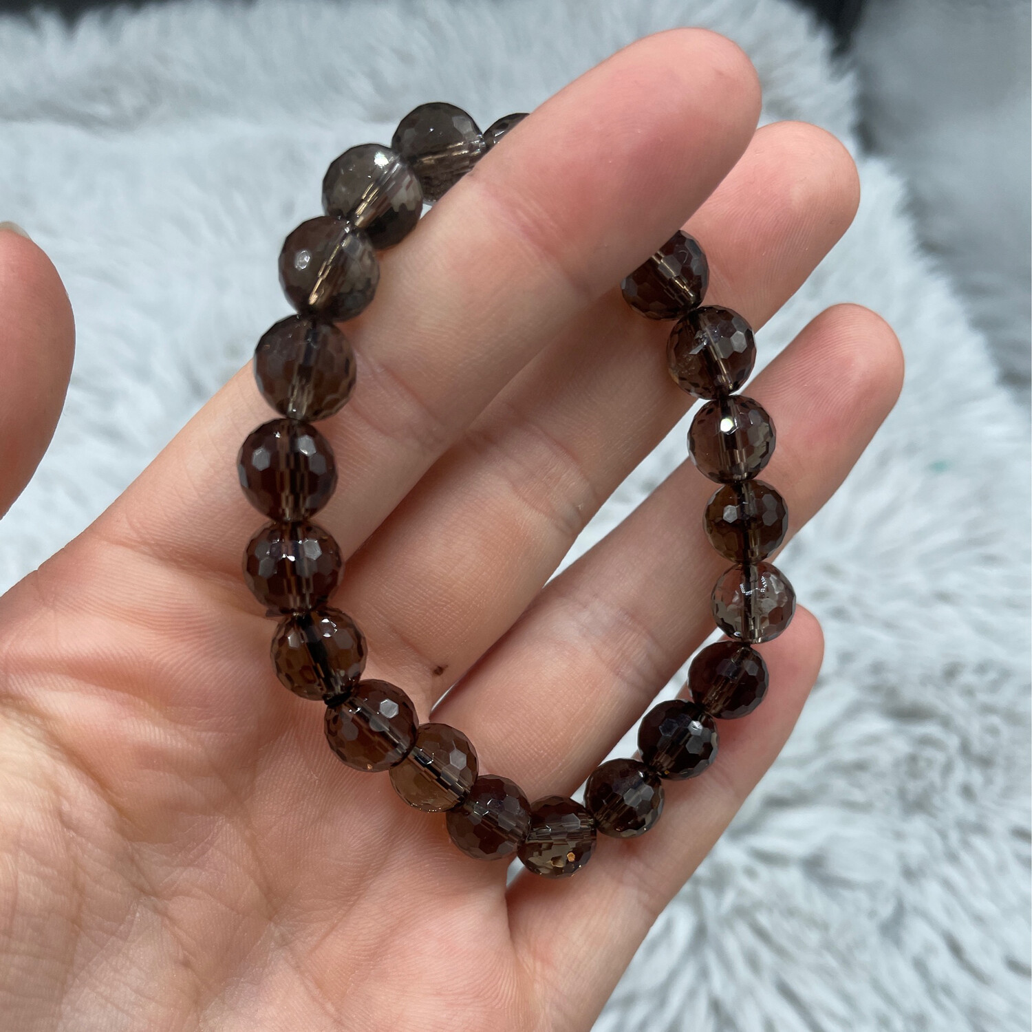 Rauchquarz Armband, facettiert 8/9mm