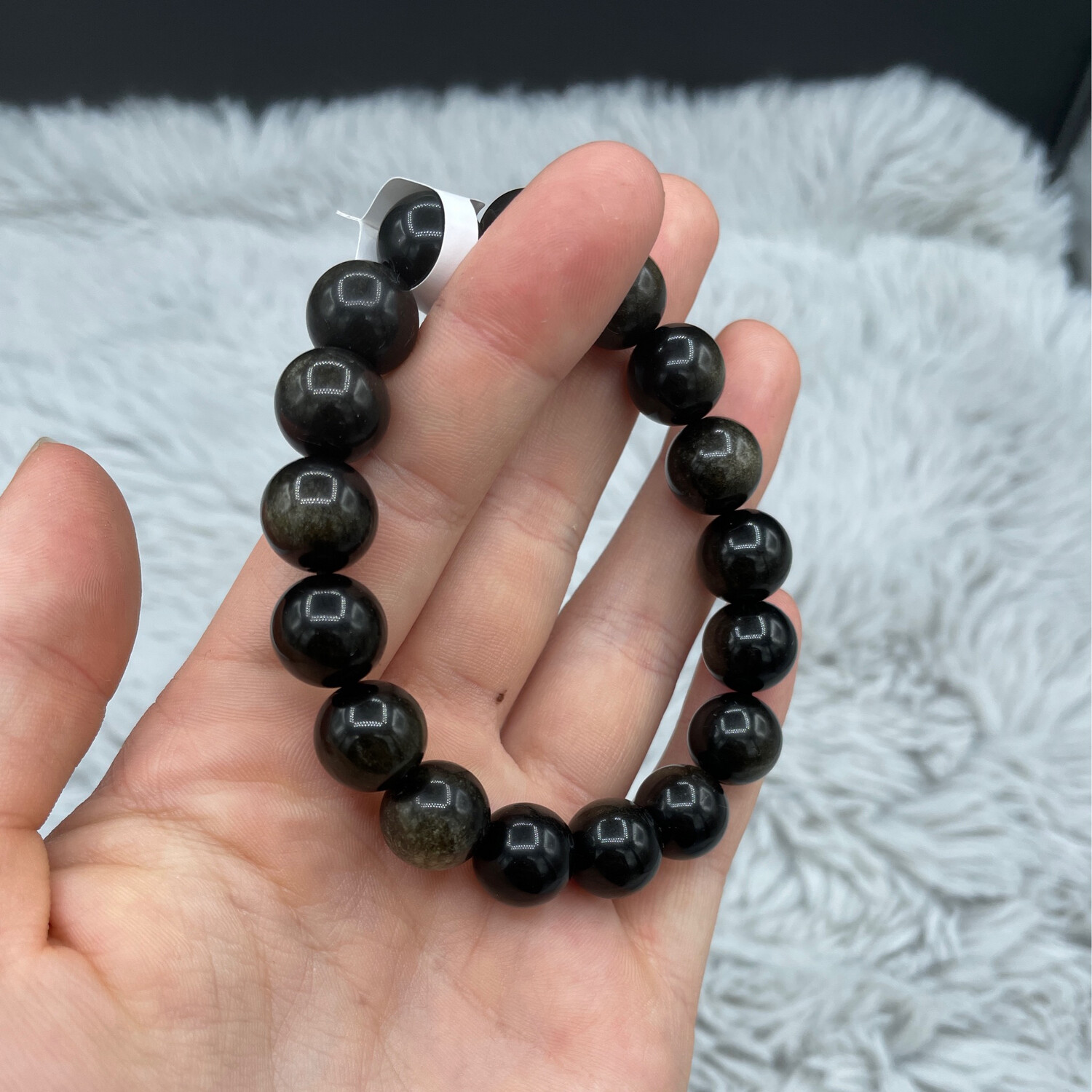Goldener Obsidian Armband, 12mm