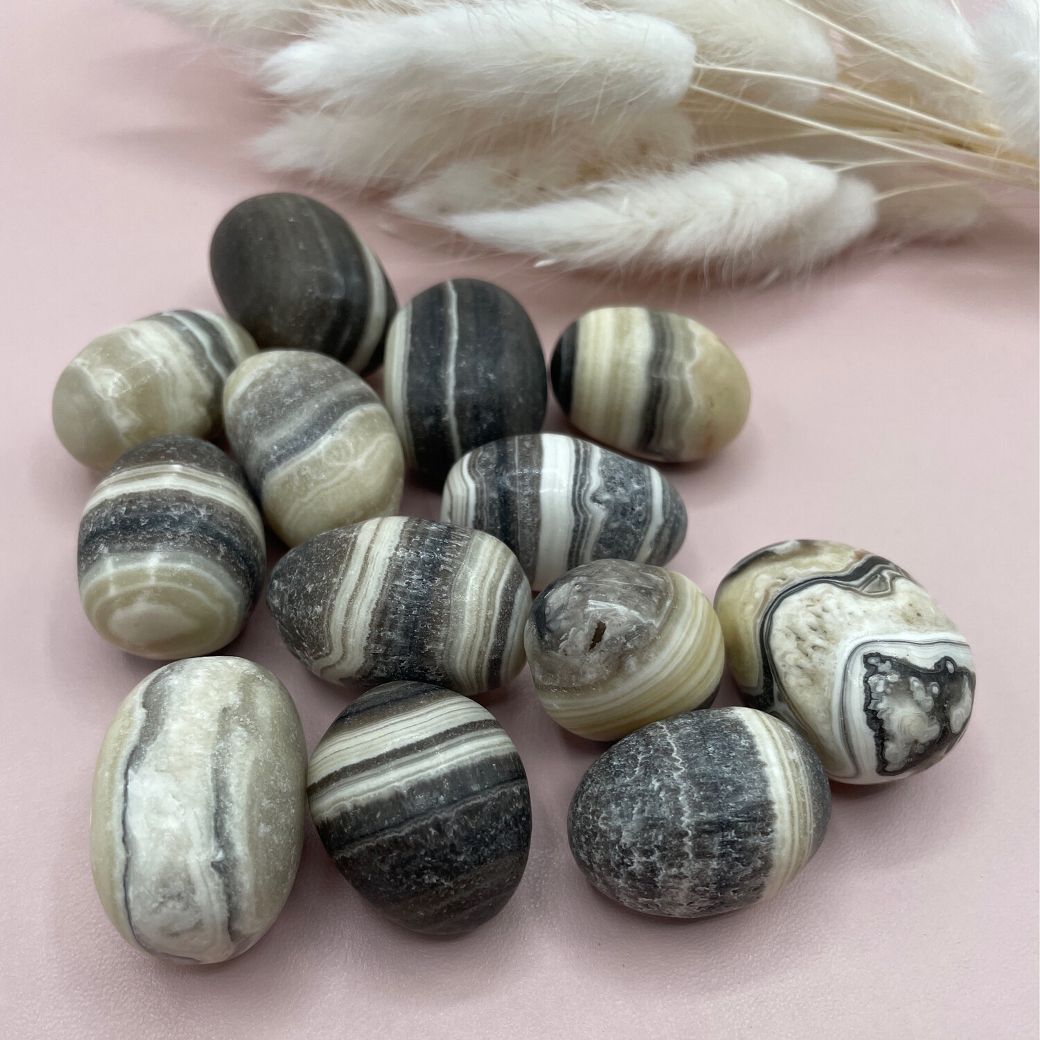 Zebracalcit, Trommelstein
