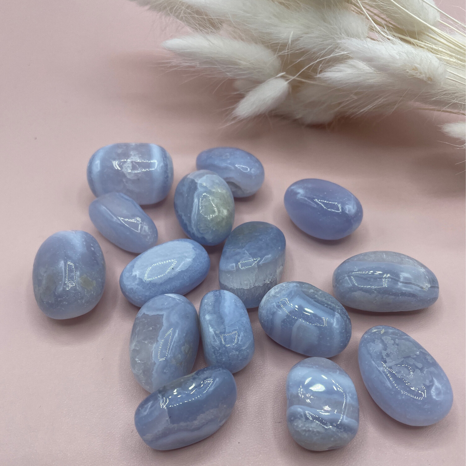 Blue lace Achat, Trommelstein