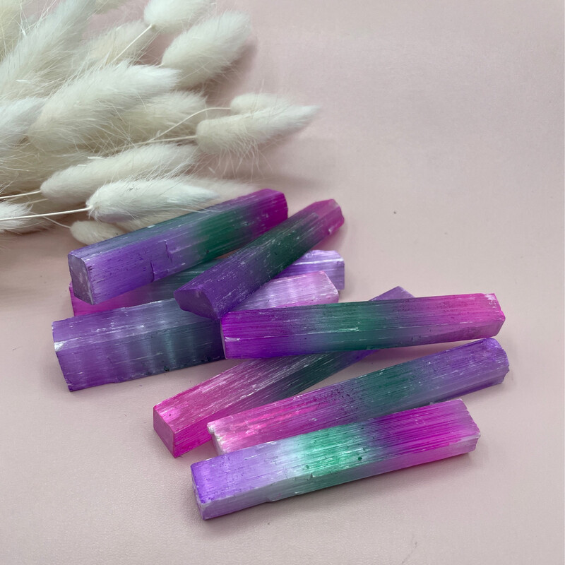 Selenit Sticks, Lila/grün/rosa