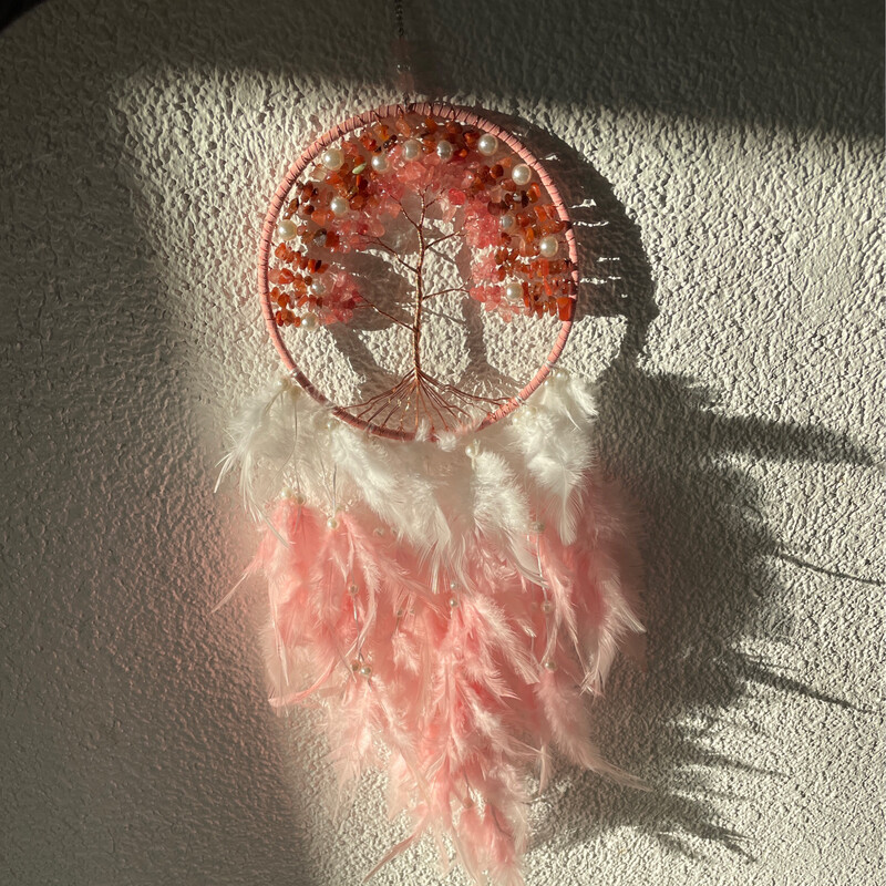 Traumfänger "rosa/weiß"