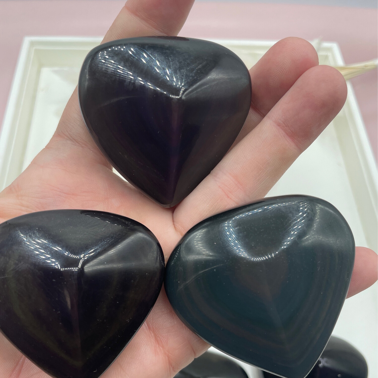 Regenbogen Obsidian Herz, klein