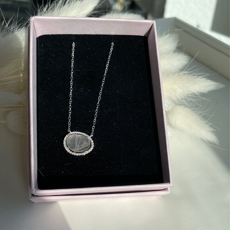 Rosenquarz Kette S925