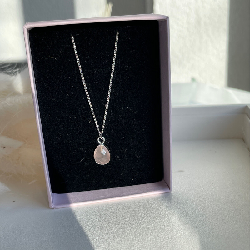 Rosenquarzkette S925
